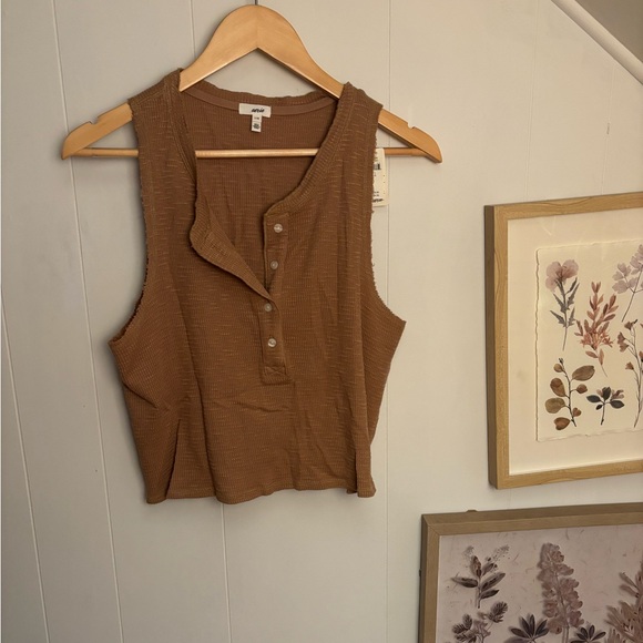 NWT Aerie Cropped Brown Ribbed Tank - Picture 1 of 3